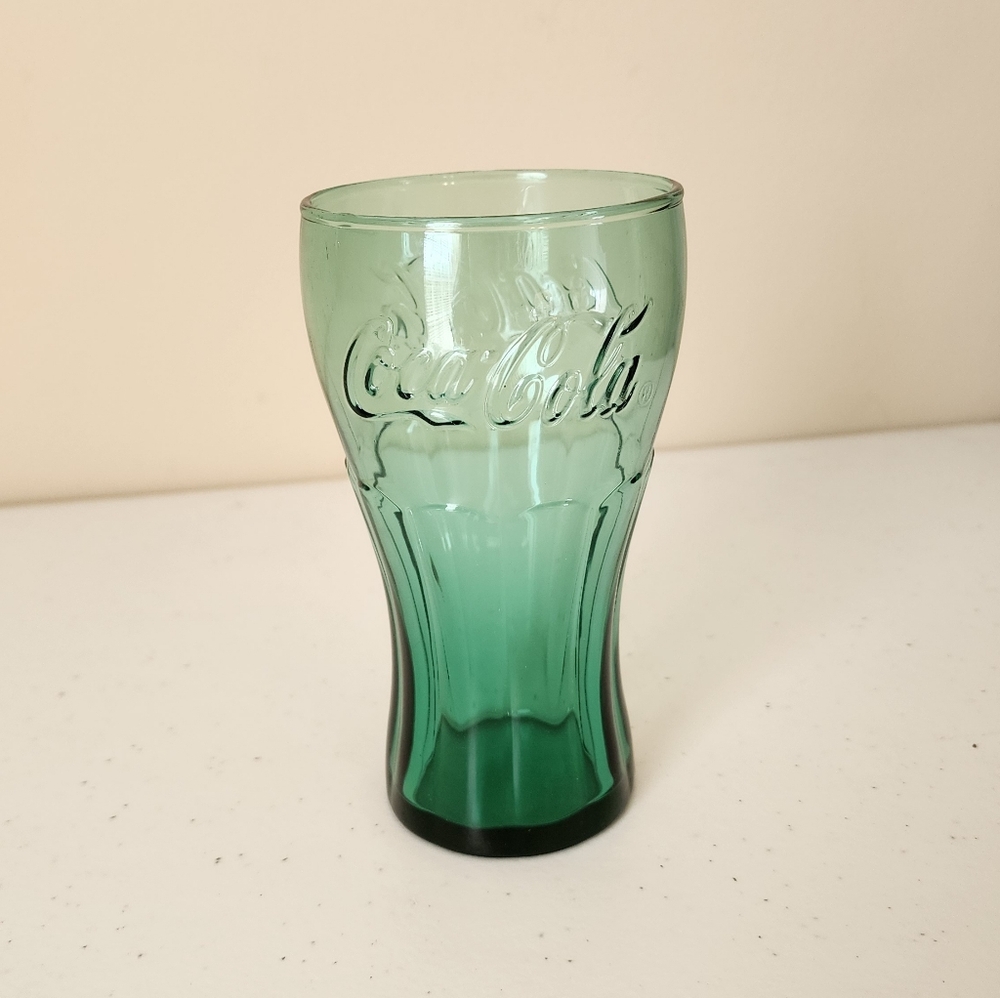 Vintage Green Coca-Cola Glass Cup Tumbler Retro Soda Glass - Picture 2 of 5